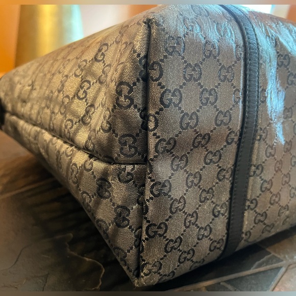 Gucci Grey/Black GG Crystal Canvas and Leather Joy Tote - Picture 7 of 15